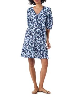 NZT by NIC+ZOE Blue Multi Tiered V-Neck Dress S NWT